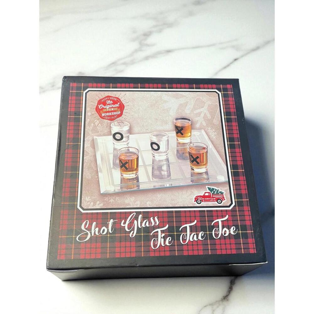 Samsonico Limited Edition SHOT GLASS TIC TAC TOE GAME Set Board w/ 9 Glasses NEW